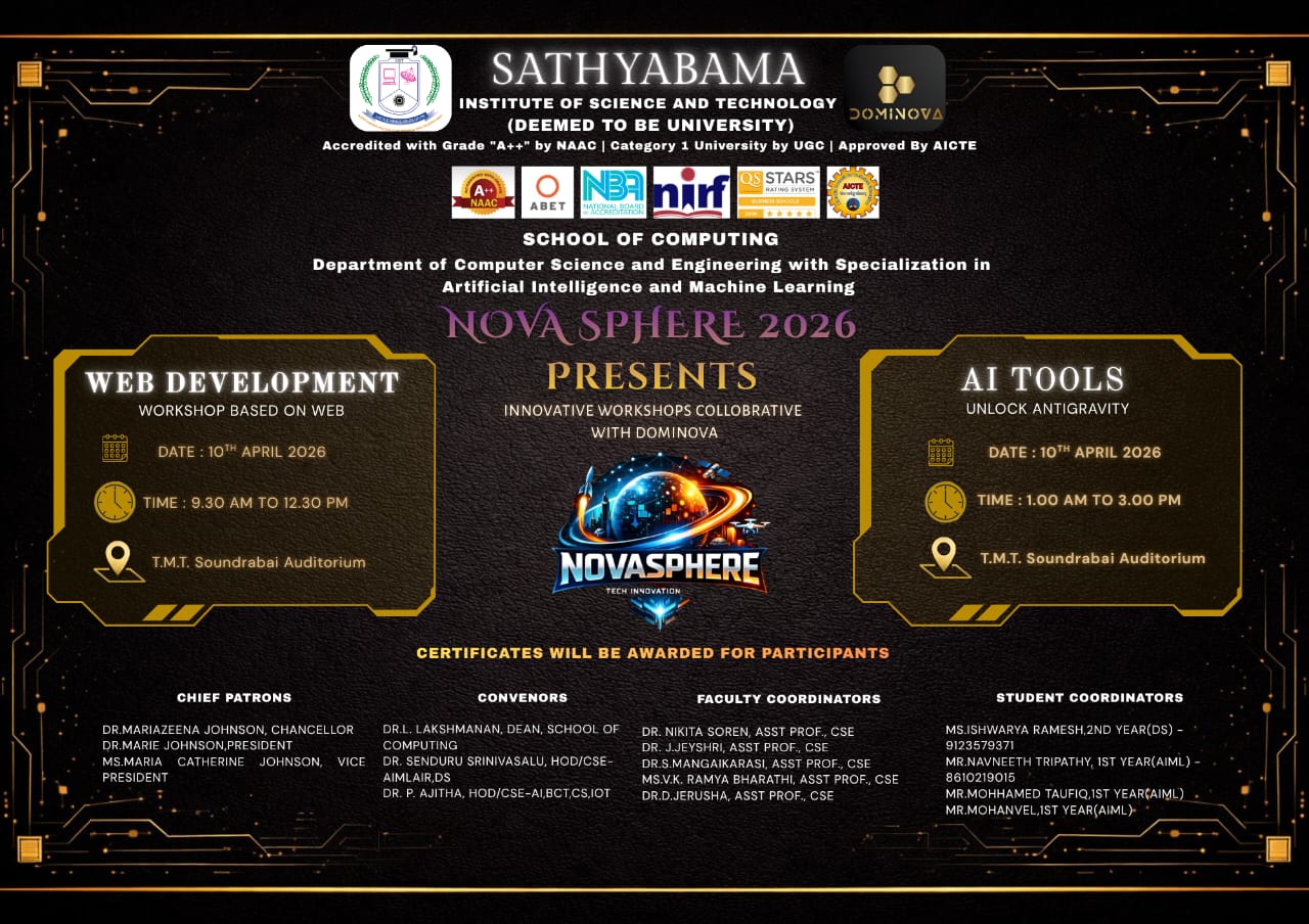 NovaSphere 2026 – Web Development & AI Tools Workshops 2026 Workshop Poster 
